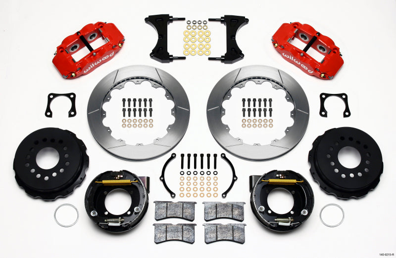 Wilwood Narrow Superlite 4R Rear P-Brk Kit 12.88in Red Chevy 12 Bolt-Spec 3.15in Bearing