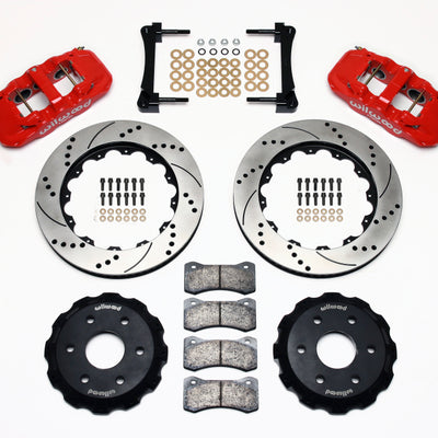 Wilwood AERO6 Front Truck Kit 14.25in Drill Red 1999-2014 GM Truck/SUV 1500