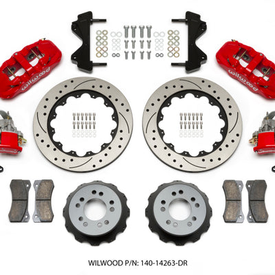 Wilwood AERO4 / MC4 Rear Kit 14.00 Drilled Red Currie Pro-Tour Unit Bearing Floater