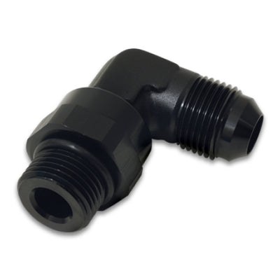 Vibrant -10AN Male Flare to Male -10AN ORB Swivel 90 Degree Adapter Fitting - Anodized Black