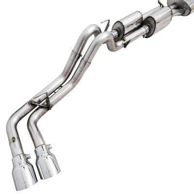 AWE 16-22 Toyota Tacoma 0FG Catback Exhaust w/ BashGuard - Dual Chrome Silver Tips