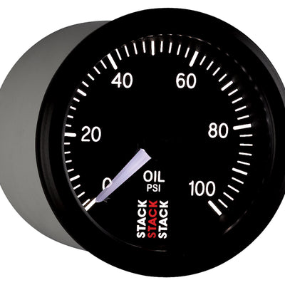 Autometer Stack 52mm 0-100 PSI 1/8in NPTF (M) Mechanical Oil Pressure Gauge - Black