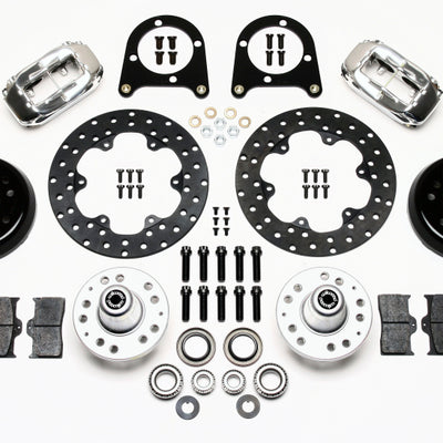 Wilwood Forged Dynalite Front Drag Kit Drilled Polished 37-48 Ford Psgr. Car Spindle