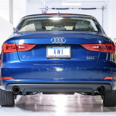 AWE Tuning Audi 8V A3 Touring Edition Exhaust - Dual Outlet Chrome Silver 90 mm Tips