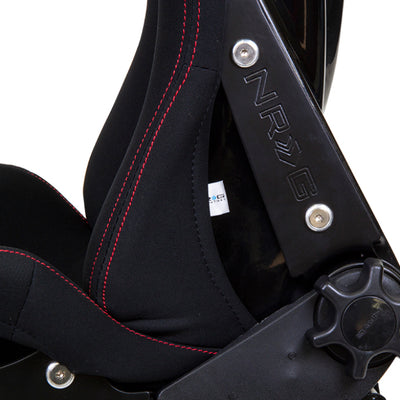 NRG FRP Bucket Seat - Reclinable (Black Cloth w/Red Stiting)