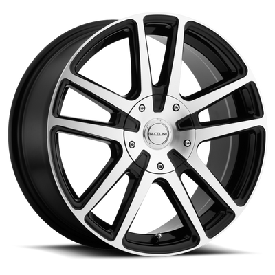 Raceline 145M Encore 18x8in / 5x114.3/5x127 BP / 40mm Offset / 72.62mm Bore - Black & Machined Wheel