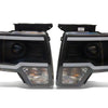 Raxiom 09-14 Ford F-150 Axial Series Projector Headlights w/ LED Light Bar- Blk Housing (Clear Lens)