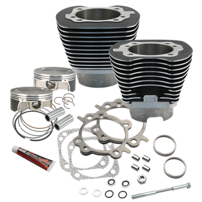 S&S Cycle 07-17 BT 117in Big Bore Cylinder Kit - Black Wrinkle