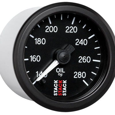 Autometer Stack 52mm 140-280 Deg F 1/8in NPTF Male Pro Stepper Motor Oil Temp Gauge - Black