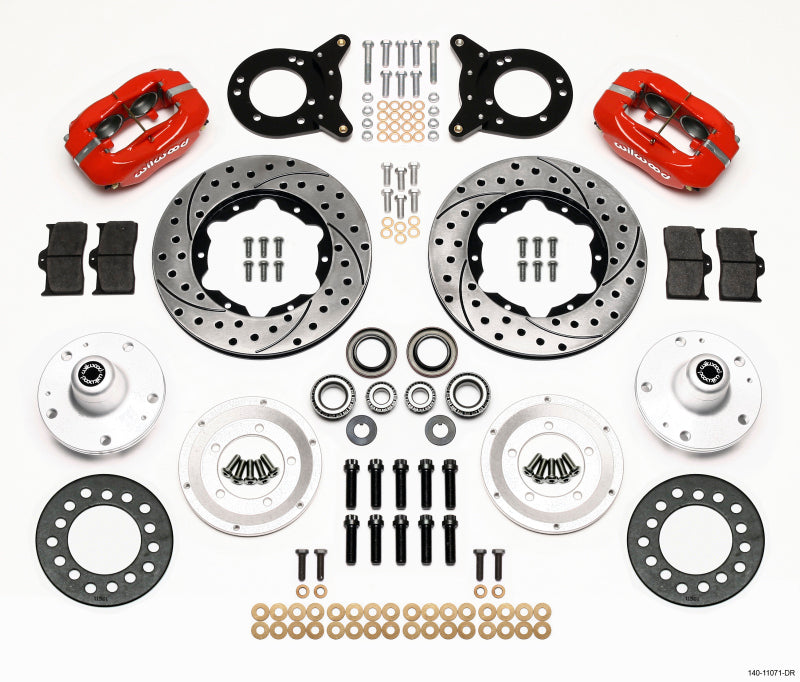 Wilwood Forged Dynalite Front Kit 11.00in Drilled Red 1965-1969 Mustang Disc & Drum Spindle