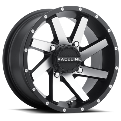 Raceline A82M Twist 14x7in / 4x137 BP / 10mm Offset / 110.2mm Bore - Black & Machined Wheel