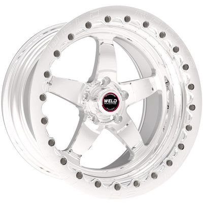 Weld S71 17x11 / 5x4.75 BP / 6.4in. BS Polished Wheel (Low Pad) - Polished Single Beadlock MT