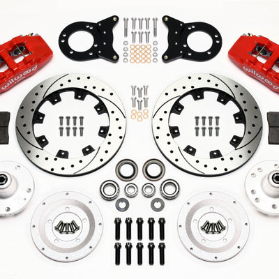 Wilwood Dynapro 6 Front Hub Kit 12.19in Drill Red 1965-1969 Mustang Disc & Drum Spindle