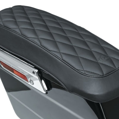 Mustang 93-13 Harley FL Touring Saddlebag Lid Covers Diamond Stitch - Black