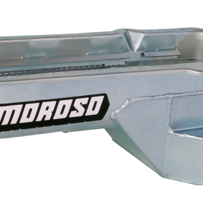 Moroso 86-Up Chevrolet SBC (w/Passenger Side Dipstick) Wet Sump 5.5qt 7.5in Steel Oil Pan - Black