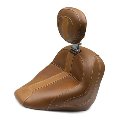 Mustang 15-21 Indian Scout Standard Touring Solo Seat w/Driver Backrest - Brown