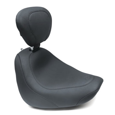 Mustang 18-21 Harley Fat Bob Wide Tripper Solo Seat w/ Driver Backrest - Black