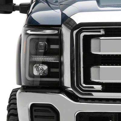 Raxiom 11-16 Ford F-250 Super Duty LED Projector Headlights - Blk Housing (Clear Lens)
