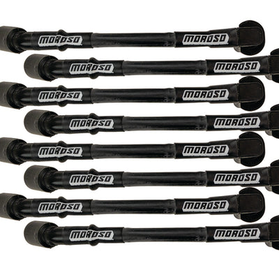 Moroso GM LS 11in Long Coil On Plug 90 Deg Plug Sleeved Ultra Spark Plug Wire Set - Black