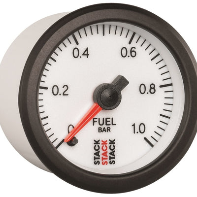 Autometer Stack 52mm 0-1 Bar M10 Male Pro Stepper Motor Fuel Pressure Gauge - White