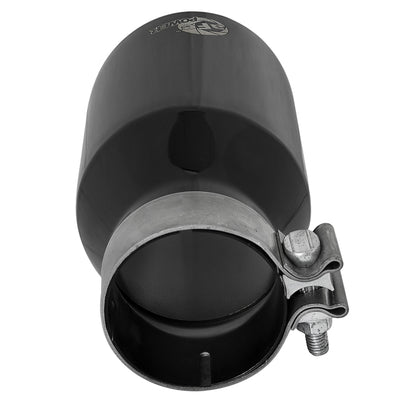 aFe MACH Force-Xp Univ 304 SS Double-Wall Clamp-On Exhaust Tip - Black - 3in Inlet - 4.5in Outlet