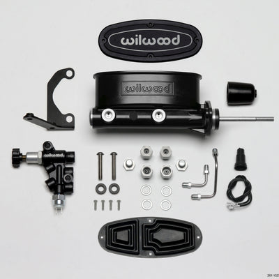 Wilwood HV Tandem M/C Kit w L/H Bracket & Prop Valve - 7/8in Bore Black-W/Pushrod
