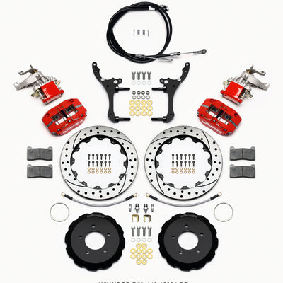 Wilwood Dynapro Radial4 / MC4 Rear Kit 12.88 Drilled Red 2006-15 Miata w/Lines & Cables