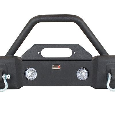 Fishbone Offroad 07-18 Jeep Wrangler JK Stubby Bumper W/Tube Guard - Black Texured Powdercoated