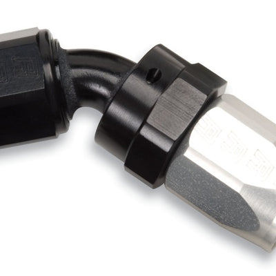 Russell Performance -10 AN Black/Silver 45 Degree Full Flow Swivel Hose End