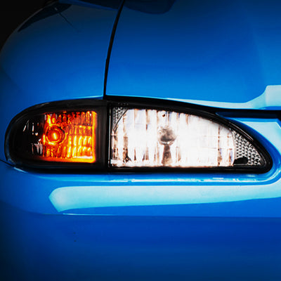 Raxiom 94-98 Mustang Axial Series Cobra Style Headlights- Black Housing (Clear Lens)