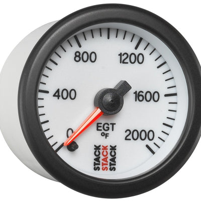 Autometer Stack 52mm 0-2000 Deg F Pro Stepper Motor Exhaust Gas Temp Gauge - White