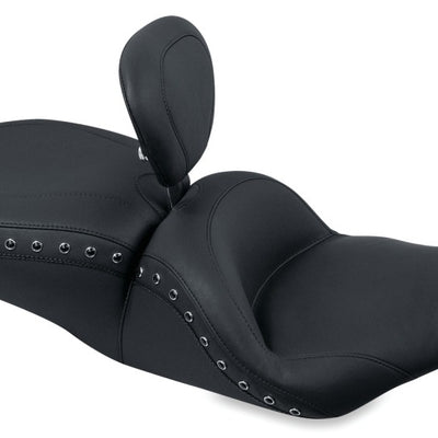Mustang 97-07 Harley Rd King,06-07 Str Glide,00-05 Eagle Lowdown 1PC Seat w/DBR Black Pearls - Black