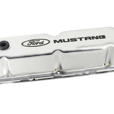 Ford Racing Ford Mustang Logo Stamped Steel Chrome Valve Covers