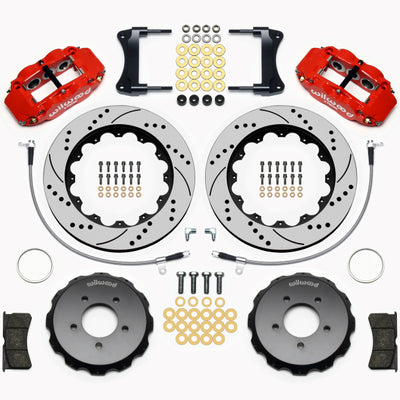 Wilwood Narrow Superlite 6R Front Hat Kit 14.00in Drill Red 2005-Up Mazda Miata w/ Lines