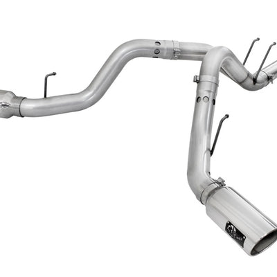 aFe Atlas Exhaust 4in DPF-Back Exhaust Aluminized Steel Polished Tip 11-14 ford Diesel Truck V8-6.7L