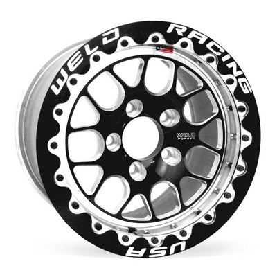 Weld S77 15x10.33 / 5x4.5 BP / 7.5in. BS Black Wheel (Medium Pad) - Black Single Beadlock MT