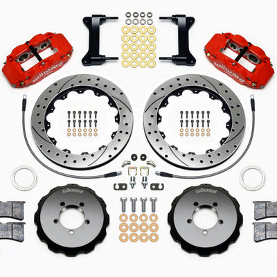Wilwood Narrow Superlite 6R Front Hat Kit 13.06in Drilled Red 1999-2012 Subaru WRX w/Lines