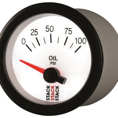Autometer Stack 52mm 0-100 PSI 1/8in NPTF Electric Oil Pressure Gauge - White