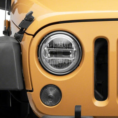 Raxiom 97-18 Jeep Wrangler TJ & JK Axial 7-In LED Headlights w/ DRL- Chrome Housing (Clear Lens)