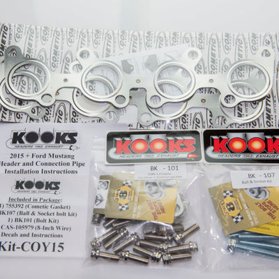 Kooks 15+ Mustang 5.0L 4V 2in x 3in SS Headers w/Green Catted OEM Connection Pipe