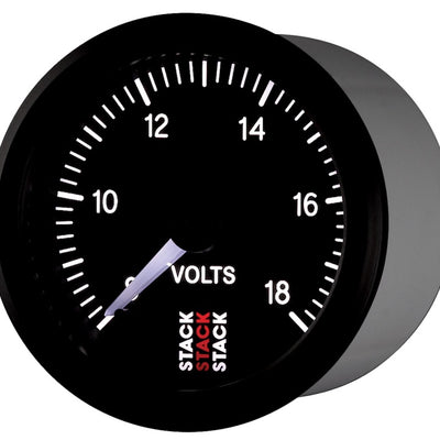Autometer Stack 52mm 8-18V Pro Stepper Motor Battery Voltage Gauge - Black
