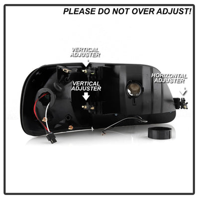 xTune Ford F150 97-03 Crystal Headlights w/ Clear LED Corners Black HD-ON-FF15097-LED-SET-BK