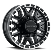 Raceline 953BM Krank 16x6in / 6x139.7 BP / 0mm Offset / 4.25mm Bore - Black & Machined Wheel