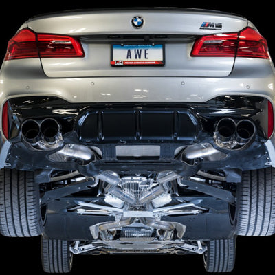 AWE Tuning 18-19 BMW F90 M5 SwitchPatch Cat-Back Exhaust- Black Diamond Tips