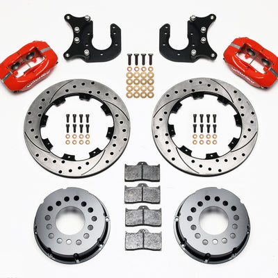 Wilwood Forged Dynalite P/S Rear Kit Drilled Red Mopar/Dana 2.36in Off w/Snap Ring Bearing