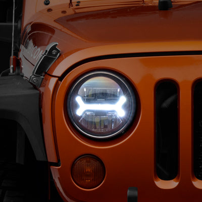 Raxiom 07-18 Jeep Wrangler JK LED Halo Headlights- Black Housing (Clear Lens)