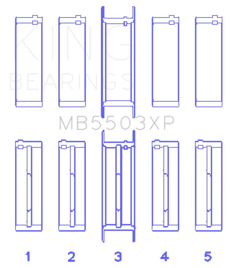 King Engine Bearings Ford 351ci Cleveland V8 (Size 001) Tri-Metal Performance Main Bearing Set