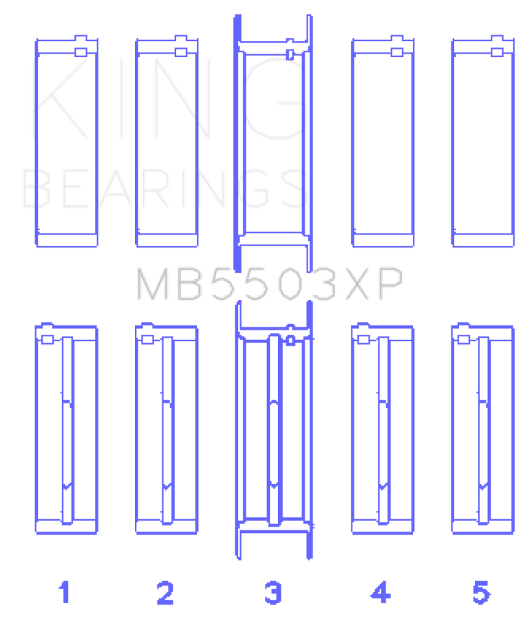 King Engine Bearings Ford 351ci Cleveland V8 (Size 001) Tri-Metal Performance Main Bearing Set