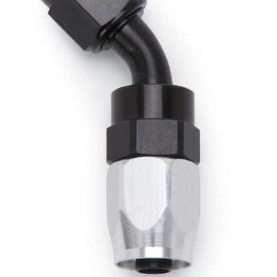 Russell Performance -6 AN Black/Silver 45 Degree Full Flow Swivel Hose End