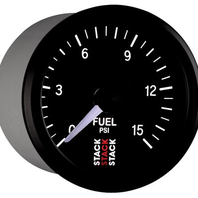 Autometer Stack 52mm 0-15 PSI 1/8in NPTF Male Pro Stepper Motor Fuel Pressure Gauge - Black